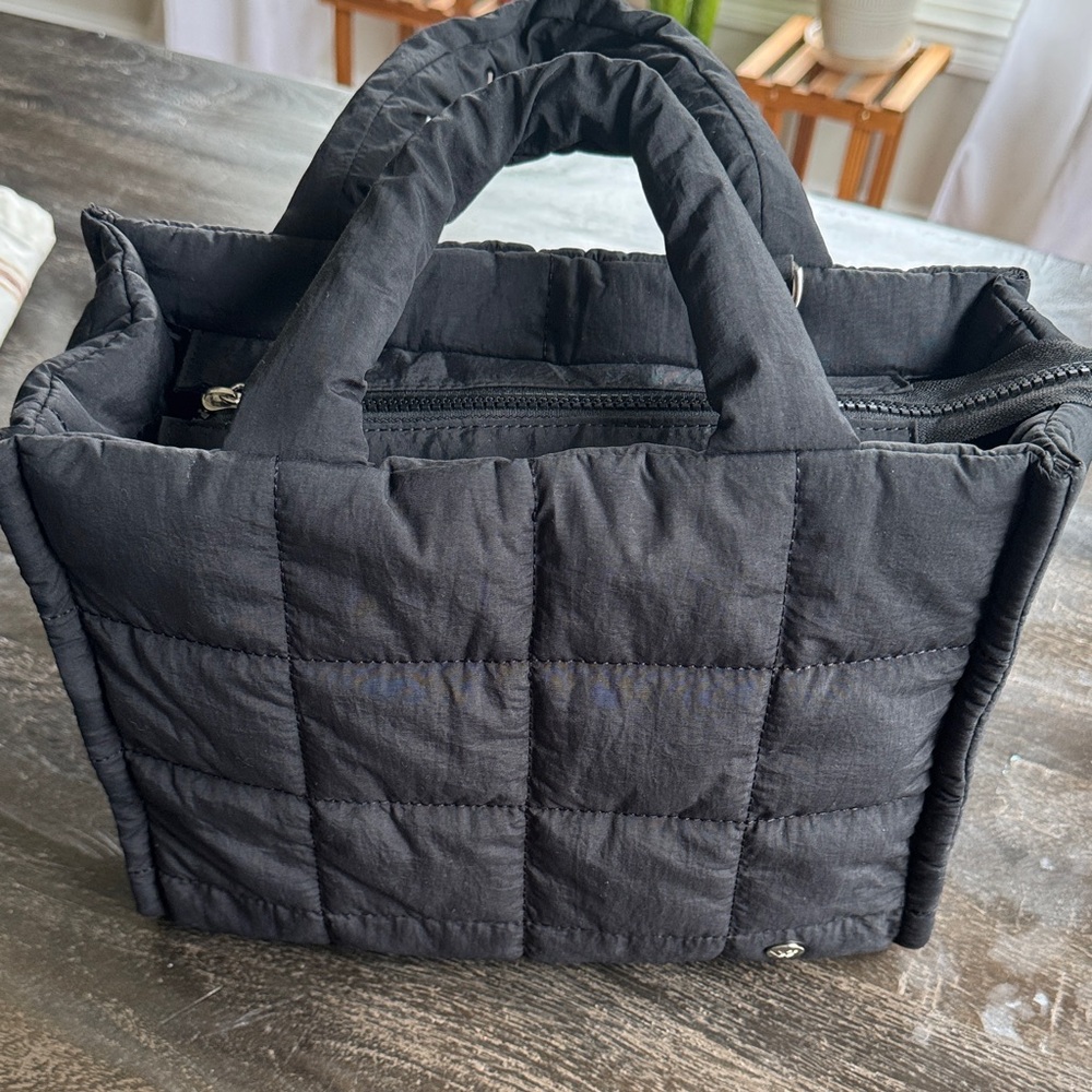 Black Quilted Tote Bag